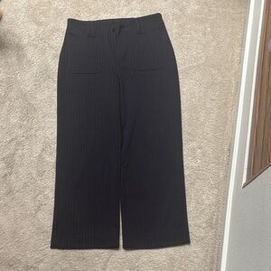 Navy Pinstripe Wide-Leg Pants